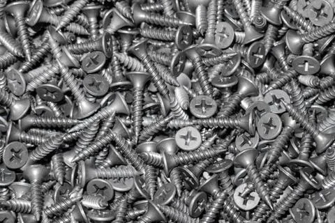Self-tapping screws in large quantities Stock Photos