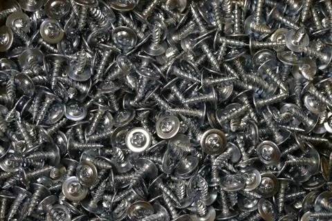Self-tapping screws with press washer Stock Photos