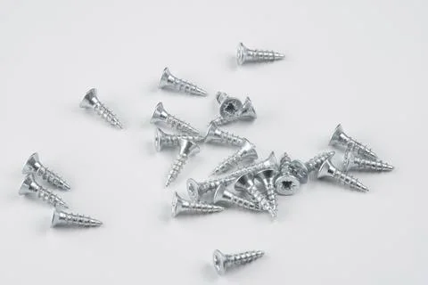 Self-tapping screws on a white background Foto stock