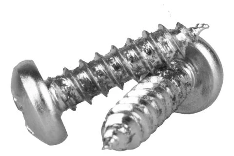 Self-tapping screws on a white background Foto stock