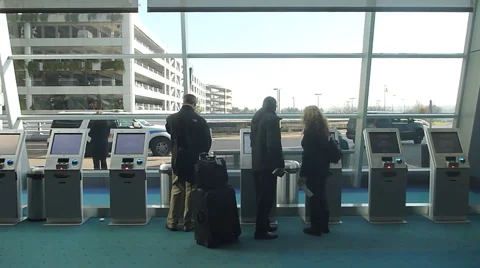 Self Ticketing at Airport Stock Footage 45979808