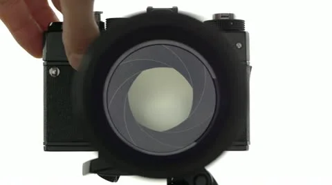 Self-timer taking picture, iris closing Stockbeeldmateriaal 20586625