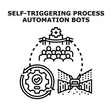Self triggering process automation bots working efficiently Stock Illustration