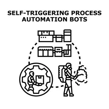 Self triggering process automation bots vector illustration 스톡 일러스트
