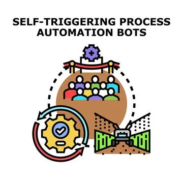 Self triggering process automation bots working efficiently Stock Illustration
