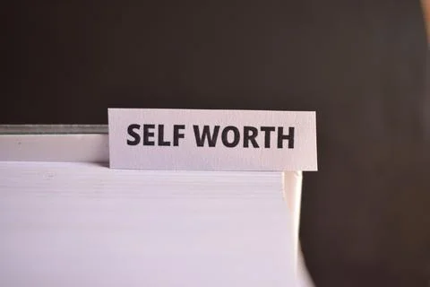 Self Worth Bookmark Inserted in Book Representing Confidence, Personal Valu.. 스톡 사진