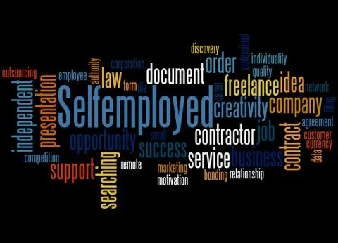 Selfemployed, word cloud concept Illustrazione stock