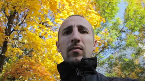 Selfie autumn man Stock Footage 90539852