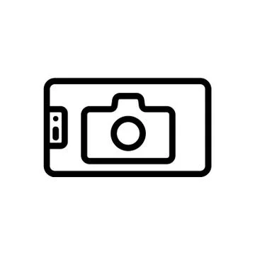 Selfie camera icon vector outline illustration Stock Illustration