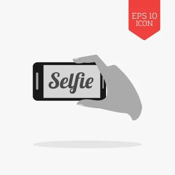 Selfie concept icon. Flat design gray color symbol. Modern UI web navigation, Stock Illustration