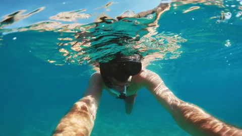 Selfie during snorkeling in the ocean Stock Footage 196925210