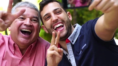 Selfie of Father and Son Stock Footage 79896834