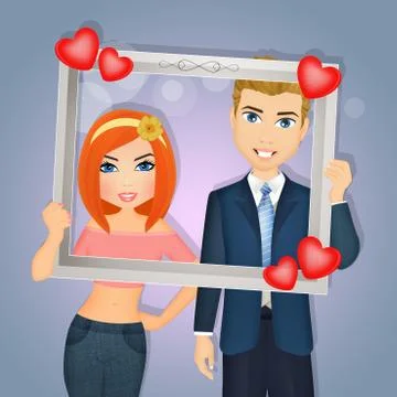 Selfie with frame photo booth Stock Illustration