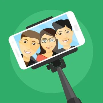 Selfie with friends Stock Illustration