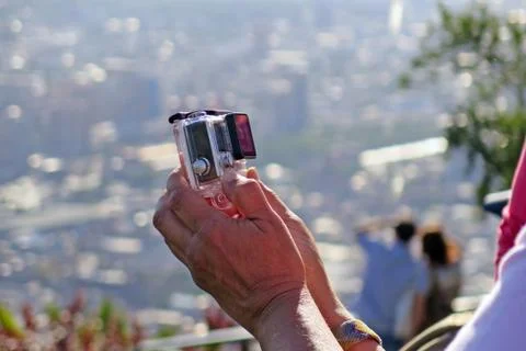 Selfie with go pro Stock Photos