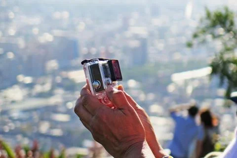 Selfie with go pro Stock Photos