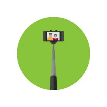 Selfie icon with monopod . Stock Illustration