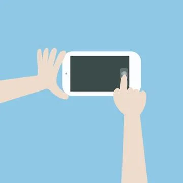 Selfie on mobile camera, flat design, vector EPS10. Stock Illustration