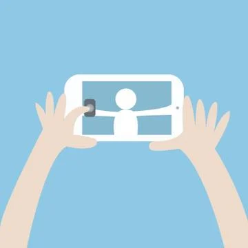 Selfie on mobile camera Stock Illustration