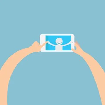 Selfie on mobile camera Stock Illustration