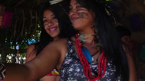 Selfie of Native Brazilians Stock Footage 79967495