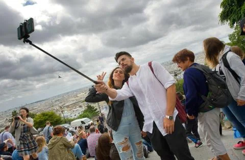 Selfie in Paris Stock Photos