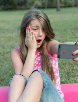 Selfie in the park Foto stock