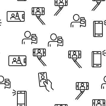 Selfie Photo Camera Vector Seamless Pattern イラスト素材