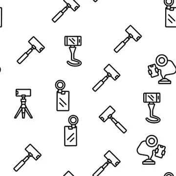 Selfie Photo Camera Vector Seamless Pattern Stock Illustration