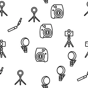 Selfie Photo Camera Vector Seamless Pattern Illustrazione stock