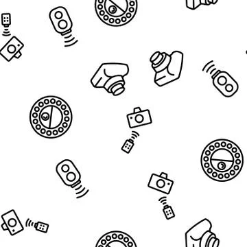 Selfie Photo Camera Vector Seamless Pattern Stock Illustration