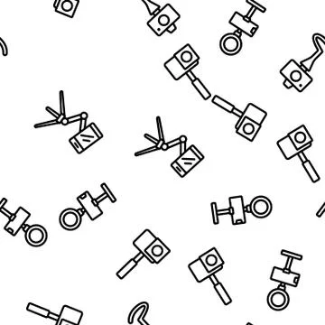 Selfie Photo Camera Vector Seamless Pattern Illustrazione stock