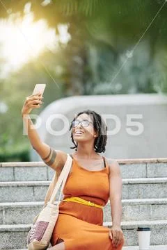 Selfie portrait in the city Stock Photos