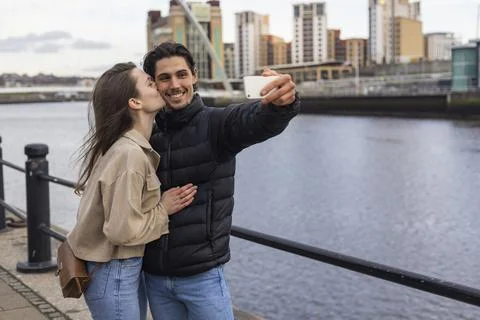 Selfie by the Sea Fotos Stock