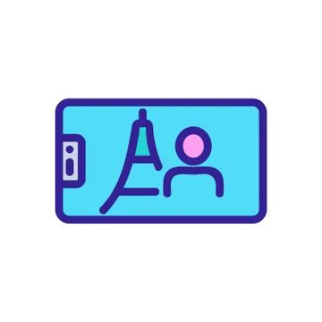 Selfie shot with eiffel tower icon vector outline illustration Stock Illustration