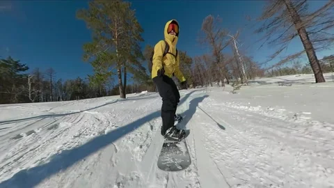 Selfie snowboarding Stock Footage 244349494