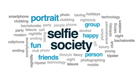 Selfie society animated word cloud, text design animation. Stock Footage 79779546