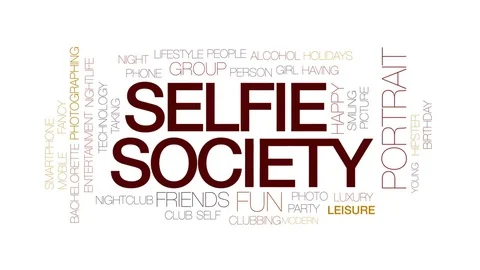 Selfie society animated word cloud, text design animation. Kinetic typography. Stock Footage 79901358