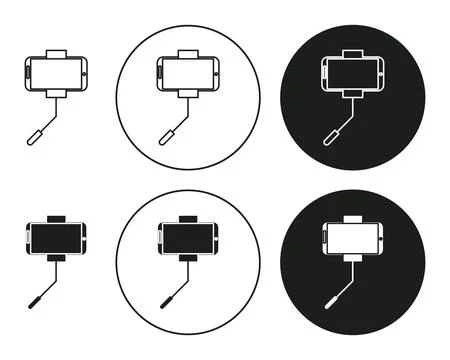 Selfie stick flat editable icon mark set. Selfie stick illustration vector .. Stock Illustration
