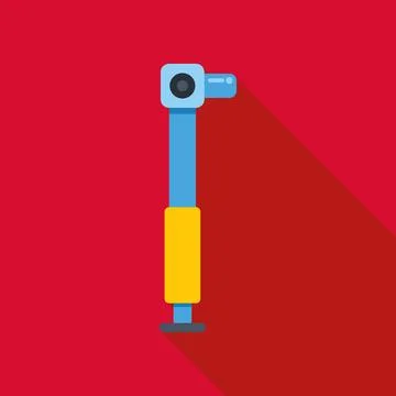 Selfie stick flat icon design with long shadow Stock Illustration