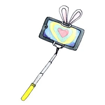 Selfie stick with a smartphone Stock Illustration