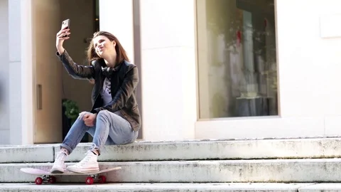 Selfie in the street Stock Footage 108257403