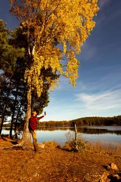 Selfie under tree Foto stock