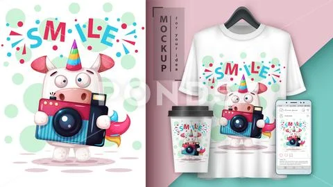 Selfie unicorn - mockup for your idea Stock Illustration