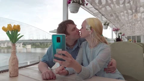 Selfie of a young couple Stock Footage 133313580