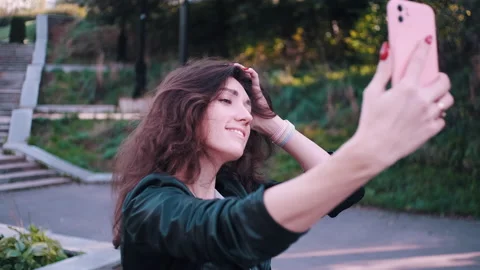 Selfie's day in the park Stock Footage 142607892