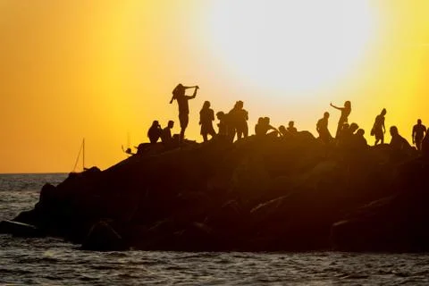 Selfies at sunset Stock Photos