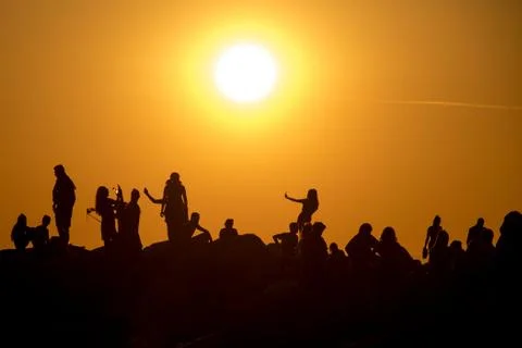 Selfies at sunset Stock Photos