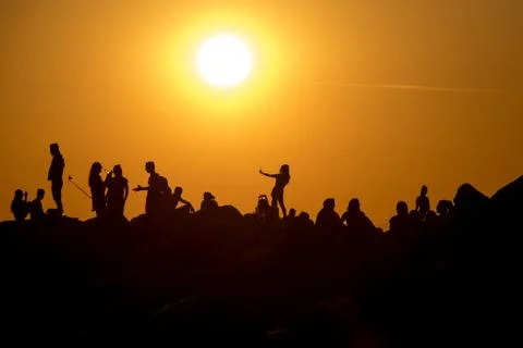 Selfies at sunset Stock Photos