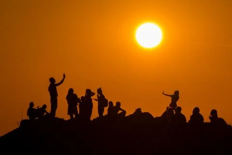 Selfies at sunset Stock Photos